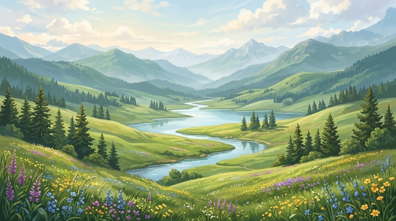 Rolling Alpine Meadow and River Trail